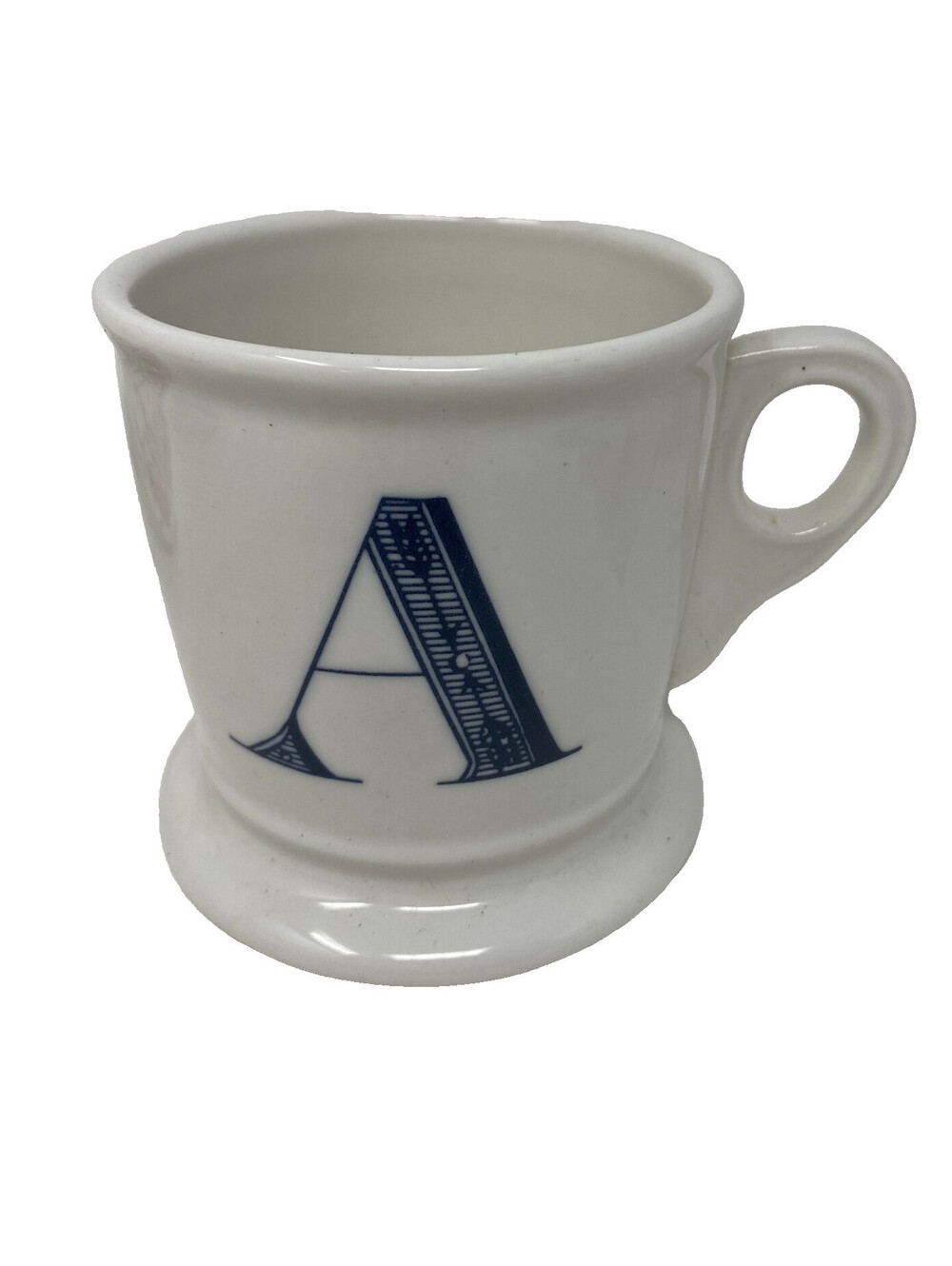 Anthropologie Monogram Mug Letter A Navy Pedestal Base Coffee Cup White